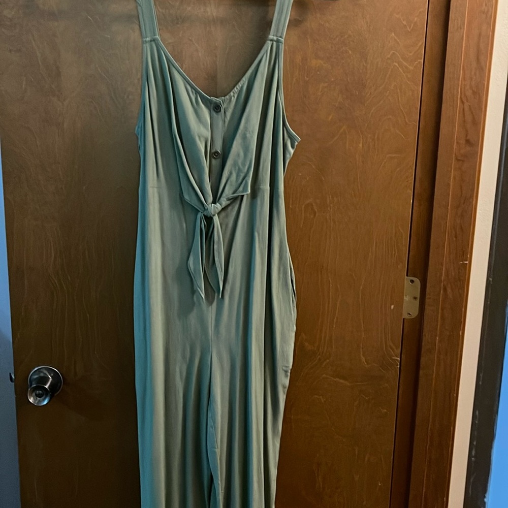 Green Button Front Jumpsuit